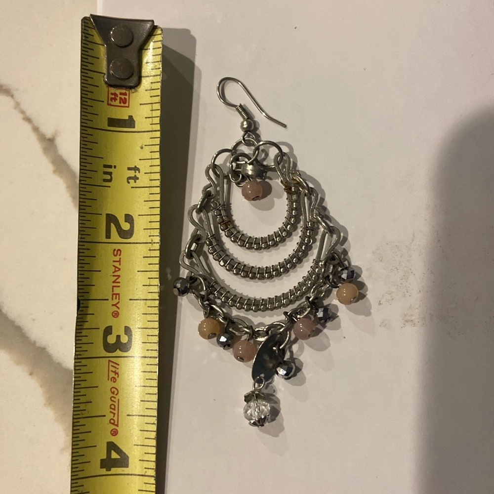 Chandelier earrings with a light pink and hematite bead